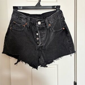 Levi's High Waist Black Denim Shorts